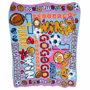 Sesame Place Sesame Street Elmo Zoe Sports Fleece‎ Blanket Throw 50x60 2007